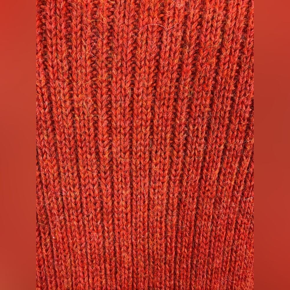 Inis Meain 100% Baby Alpaca Ribbed Collared Cardigan Sweater Rust Red Ireland Lg - Picture 6 of 11